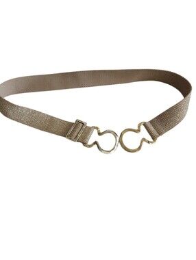 Y2K Gold Interlocking Buckle Adjustable Woven Shimmer Statement Belt